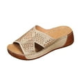 thumbnail image 1 of Wdhugt Platform Slide Sandals For Women Casual Open Toe One Strap Pu Material Size 7 Us Foot Length 10.24 Inches, 1 of 8
