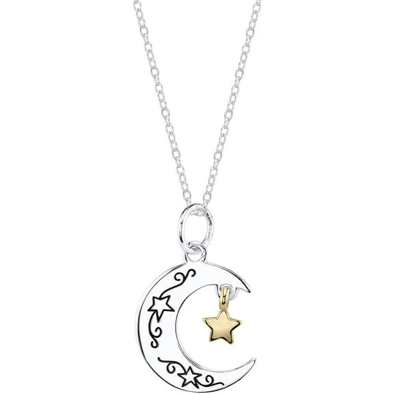 Little Luxuries Sterling Silver Two-Tone I Love You To Moon Necklace