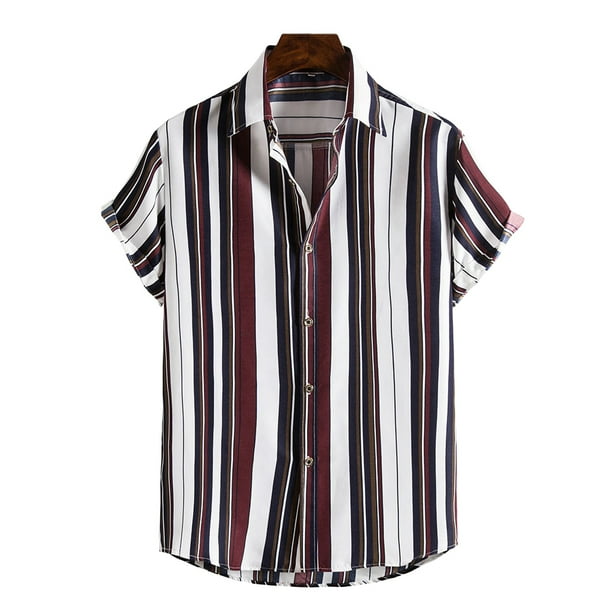 Camisas a rayas para hombre de Floerns Camisas casuales de manga corta con botones