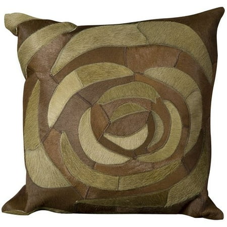 Natural Leather Hide Pillow, C5100, Green, 20