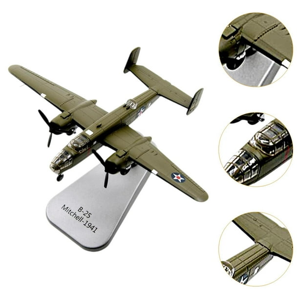 Yinanstore 1 144 B25 Fighter Plane Airplane Model Diecast Plane Model Alloy Aircraft Model for Living Room Countertop Cabinet Collection