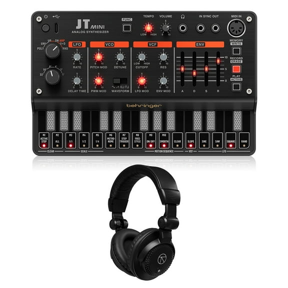 Behringer JT MINI 3-Voice Analog Polyphonic Synthesizer, Bundle with TAPH100 Closed-Back Studio Monitor Headphones