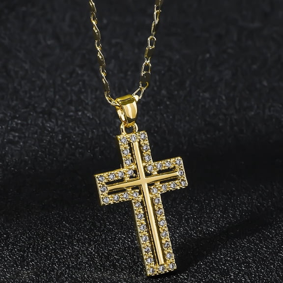 14K White Gold Necklaces Cross Goth Hip Hop Pendant Choker Men's Chain Fashion Necklace For Women Jewelry Party Gifts One Piece