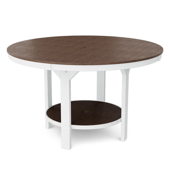 Wildridge Heritage 60" Pub Counter Table, Tudor Brown and White - Outdoor Weather Resistant Recycled Plastic Furniture for Patio