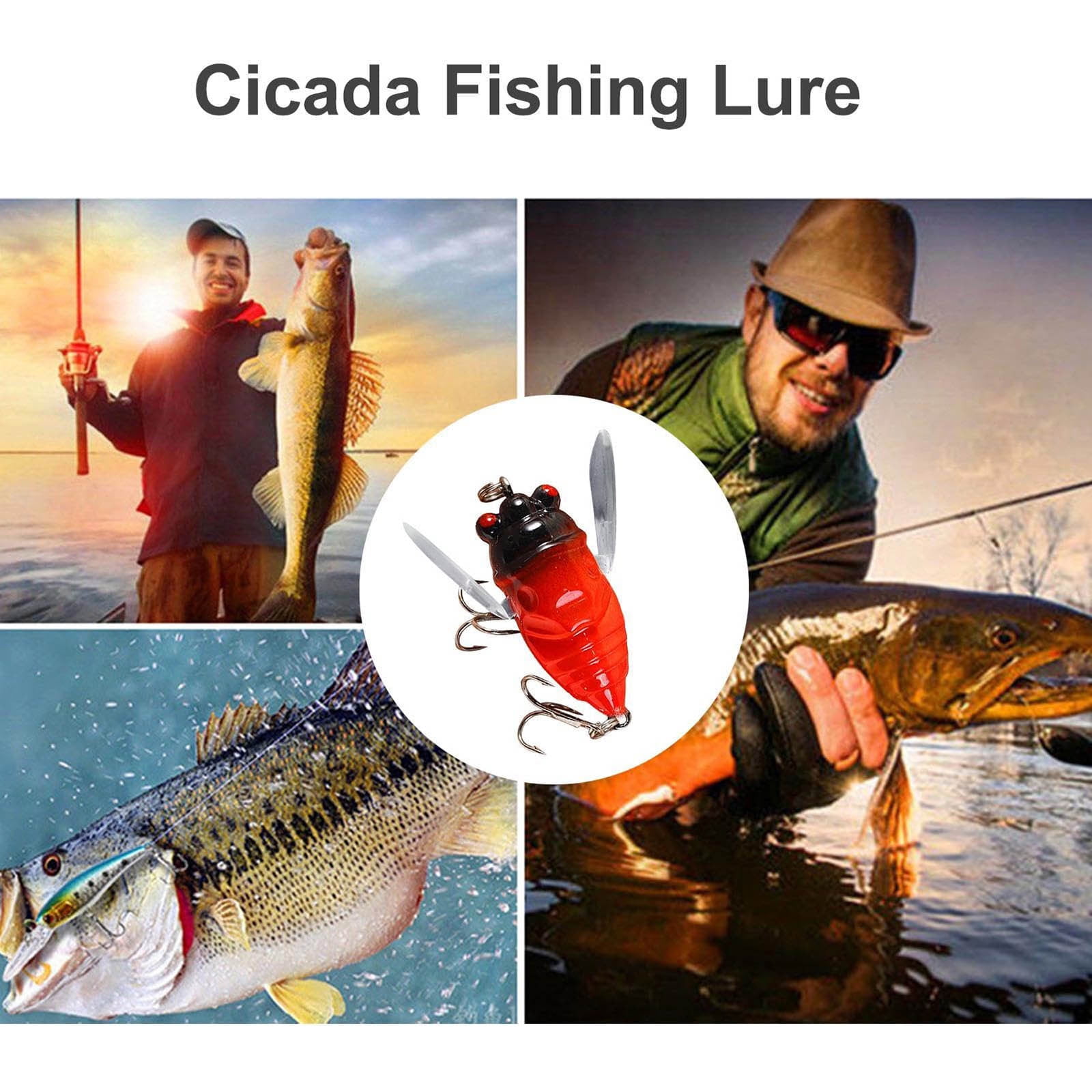 Fake Cicada Lure - Catcher De Pêche À La Cigale, Leurre De Pêche De Basse | Taquet Réaliste D'attrait Fort Avec Des Accessoires D'équipement De Pêche, Appâts De Poisson De Basse Pour