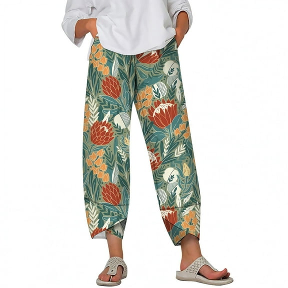 CLOOCL Women Loose Plus Size Long Pants Retro Flower Pattern 3d Printed Casual Pants Female Streetwear Trousers