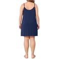 thumbnail image 5 of Agnes Orinda Women's Plus Size Sleep Dress Sleeveless Swing V Neck Front Pleated Spaghetti Strap Adjustable Soft Lounge Casual Cami Nightgown 1X Dark Blue, 5 of 8
