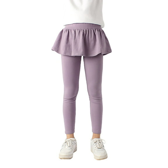 Gyratedream Girls Leggings with Skirt Ruffle Skirt Tutu Pants Girls Footless Tights Comfort Skirt Leggings 3-12Y