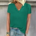 thumbnail image 2 of Womens Fashion Summer Tops 2025 Plus Size solid V-Neck Short Sleeved Casual T-Shirt Tops Blouses, 2 of 4