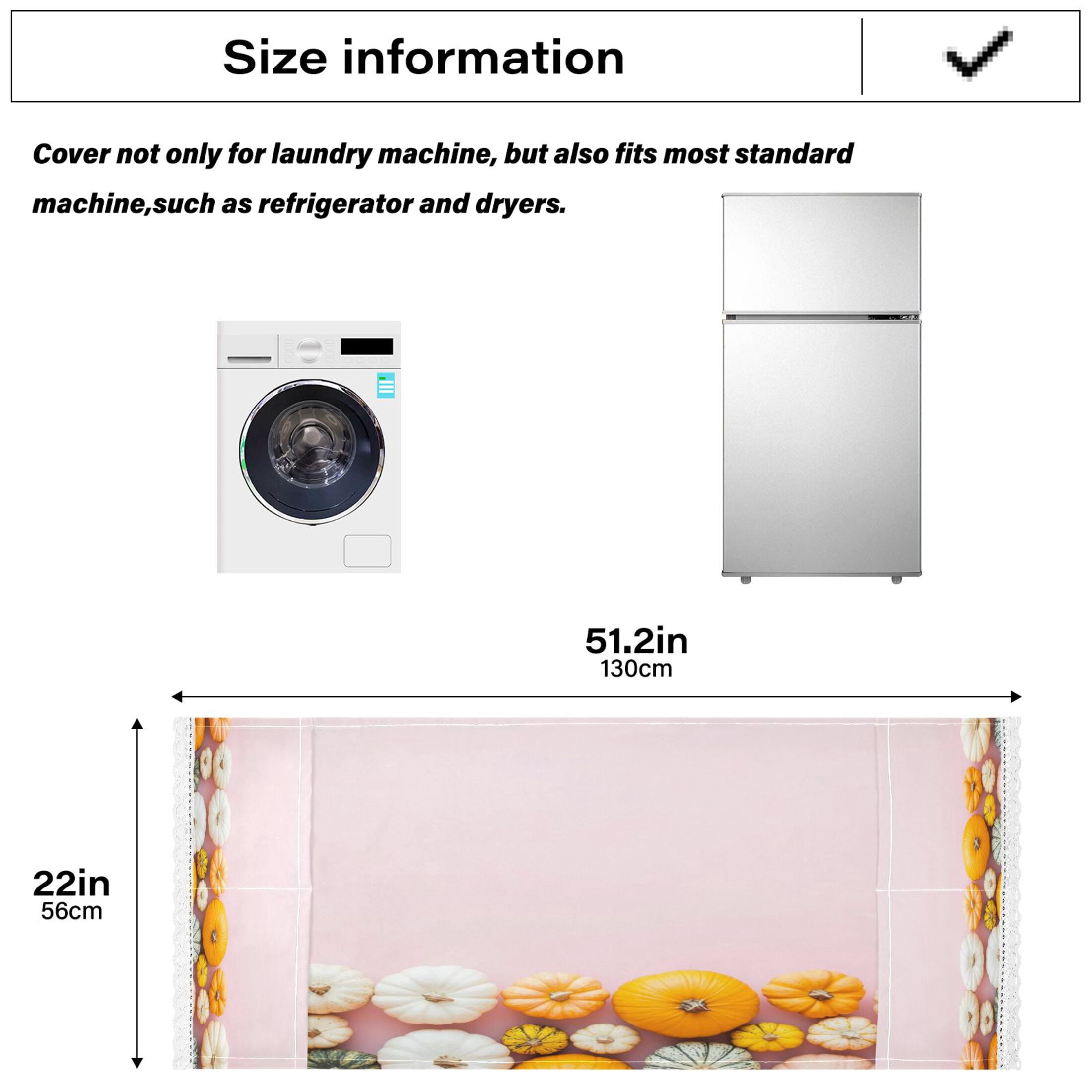 Small PumpkinsWasher and Dryer Covers Dust-Proof and Oil Resistant Fridge Cover with 4 Storage Pockets Washing Machine Top Cover for Laundry Kitchen Home 51.2 x 22 In