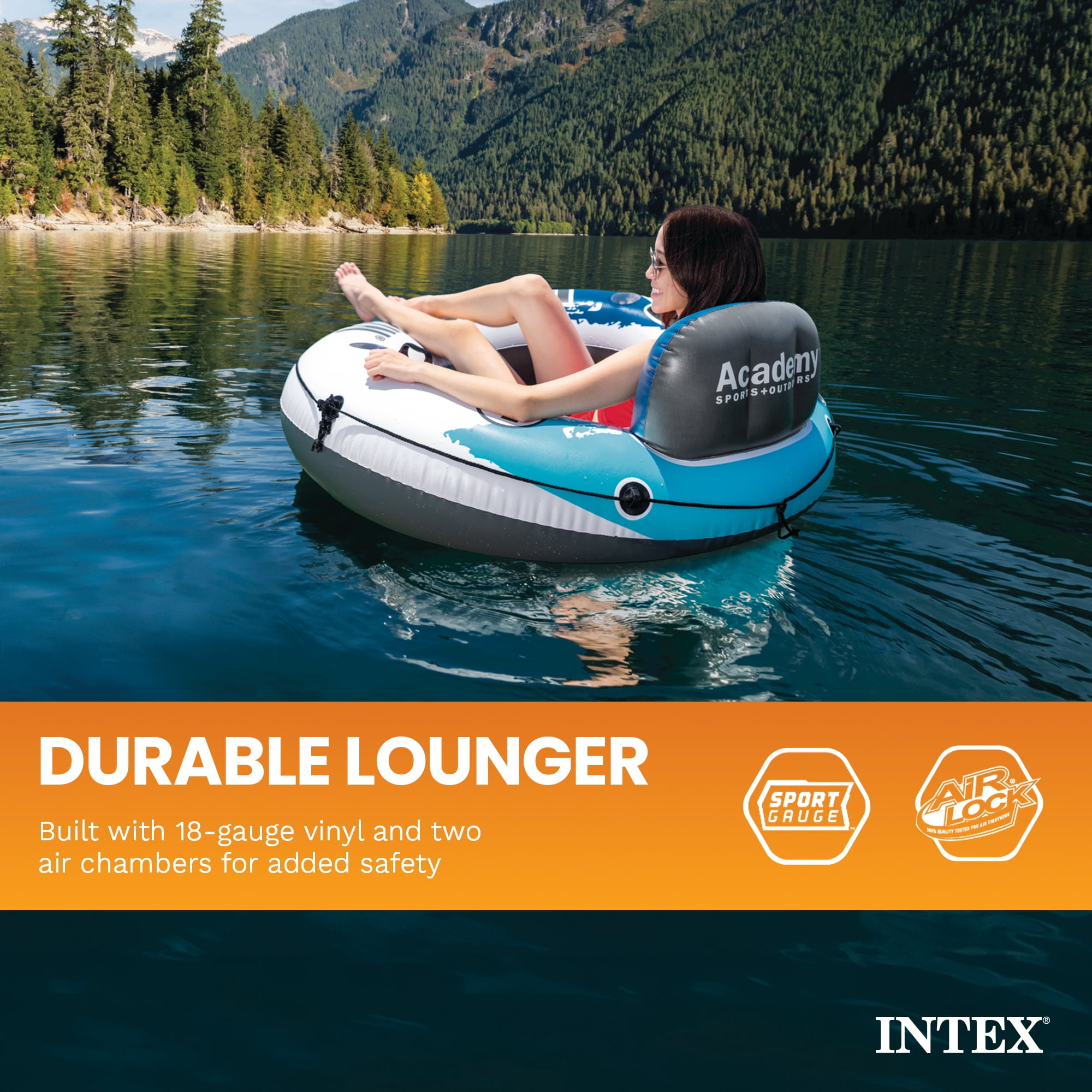 Intex River Run Inflatable Lake Floating Water Tube Lounger, Color Varies
