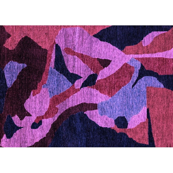 Ahgly Company Indoor Rectangle Oriental Purple Modern Area Rugs, 8' x 10'