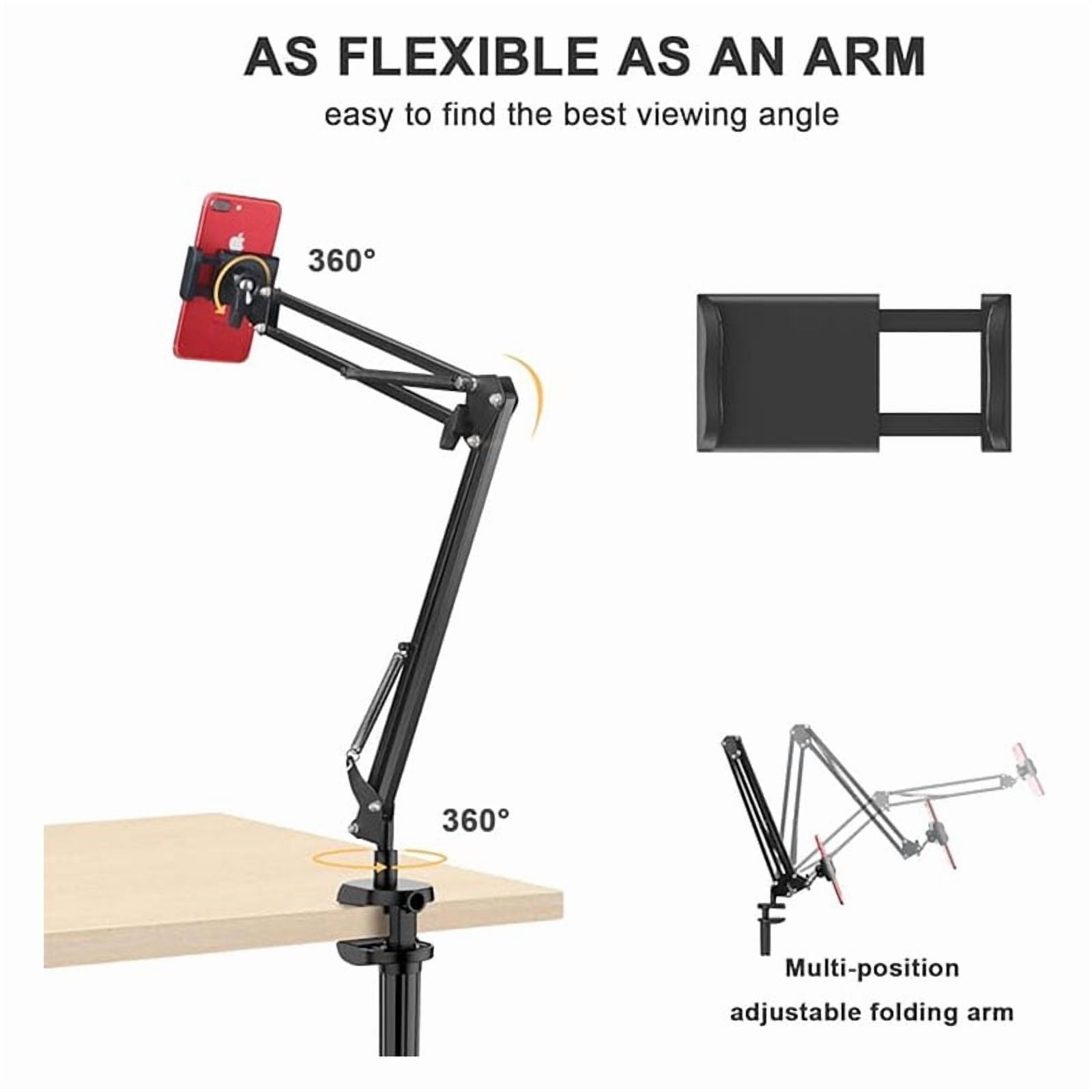 Cell Phone Holder, Universal Phone Stand Clip Lazy Bracket Flexible Articulating Arm Phone Mount Compatible with iPhone 15 14 13 12 11 Pro Xs Max XR X 8 7 6, Samsung