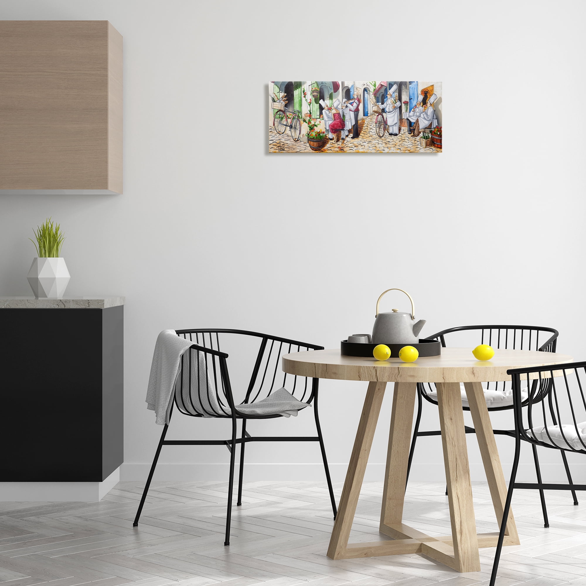 Stupell Industries Town Café Chefs Scenery Painting Gallery Wrapped Canvas Art Print Wall Art, 24 x 10