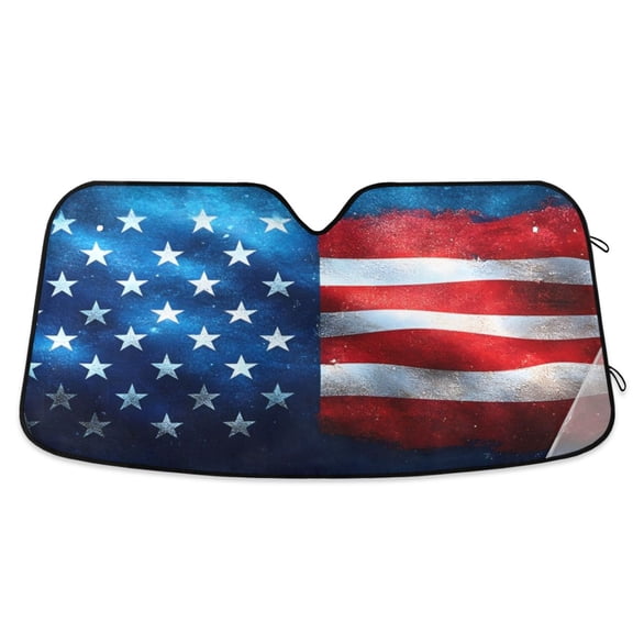 ALAZA American Flag Windshield Sun Shade Car Foldable Sun Visor Block UV Rays Protector 55"x27.6"