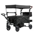 thumbnail image 2 of KFFKFF Wagon Stroller for 2 Kids, All-Terrain Stroller Wagon with Detachable Canopy, Adjustable Handlebar, Large Capacity Storage Bag, Black, 2 of 9
