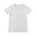 thumbnail image 5 of UngA Girls Ruffle Trim Shirts Kids Short Sleeve Ruffle Crew T Shirts Toddler Fashion Casual Workout Solid Pullover Tops (White,7-8 Years), 5 of 6