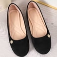 thumbnail image 6 of Miluxas Women's Suede Ballet Flats, Elegant Round Toe Slip-On Shoes with Gold Emblem, Stylish Comfort Flats for Work & Casual Occasions Black 7.5(40), 6 of 8
