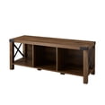 thumbnail image 3 of Rustic Farmhouse Entryway Storage Bench, Walnut, 3 of 9