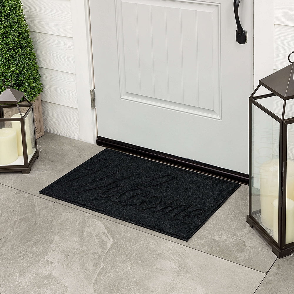 Mohawk Home Big Welcome Impressions Outdoor Polyester Door Mat, Onyx, 1' 6" X 2' 6"