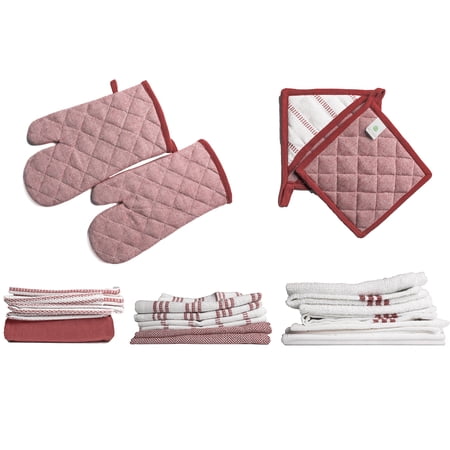 Top Cotton 20 Piece Kitchen Linen Set Cotton Kitchen Towels Dishcloths Apron Oven Mitts and Pot Holders (Oval)