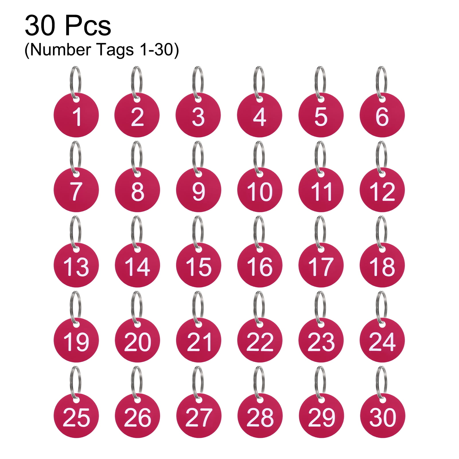 Unique Bargains 30Pcs Durable Round Number Key Tags Rose