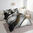 thumbnail image 3 of Feelyou Grey Orange Stripes Twin Bedding Sets 7-Piece for Adult, Chic Abstract Ombre Bedding Comforter Set, Modern Geometric Reversible Sheet Sets, Lightweight Room Decor, 3 of 7
