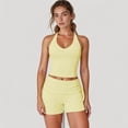 thumbnail image 4 of Women's V-Neck Cropped Tank Top with Racer-Inspired Straps and Smooth Contour Fit for Activewear - Large, Yellow, 4 of 6