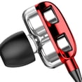 thumbnail image 2 of Matsuzay Auricular con cable Interfaz de 3,5 mm Altavoz dual dinámico Tapón de oreja de silicona Juego ergonómico Auriculares intrauditivos con Cables de audio/vídeo Rojo, 2 of 8
