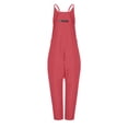 thumbnail image 3 of Cameland Plus Size Women Casual Jumpsuits Cold Shoulder Capris Pants Solid Suspender Straight Leg Pockets Rompers, 3 of 4