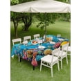 thumbnail image 3 of Ocean Sea Turtle Outdoor Tablecloth - 54x80 Inch Rectangle Dining Table Cover, Blue Coastal Fish Coral Jellyfish Marine Life Waterproof Outdoor Table Cloth with Umbrella Hole & Zipper for Patio, 3 of 7