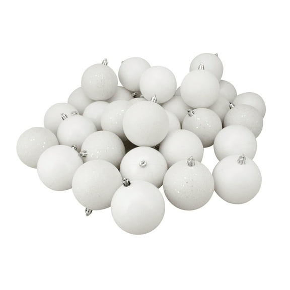 Northlight Shatterproof 4-Finish Christmas Ball Ornaments 2.5" (60mm) - Winter White - 60ct