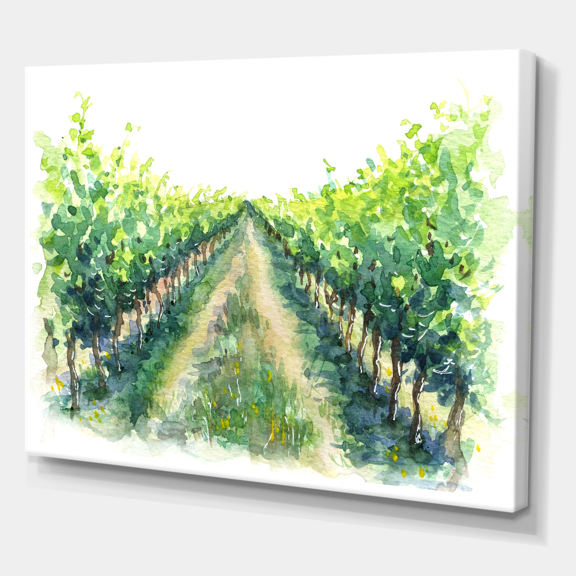 Designart ' Rural Scene Vineyard Path ' Traditional Canvas Wall Art Print