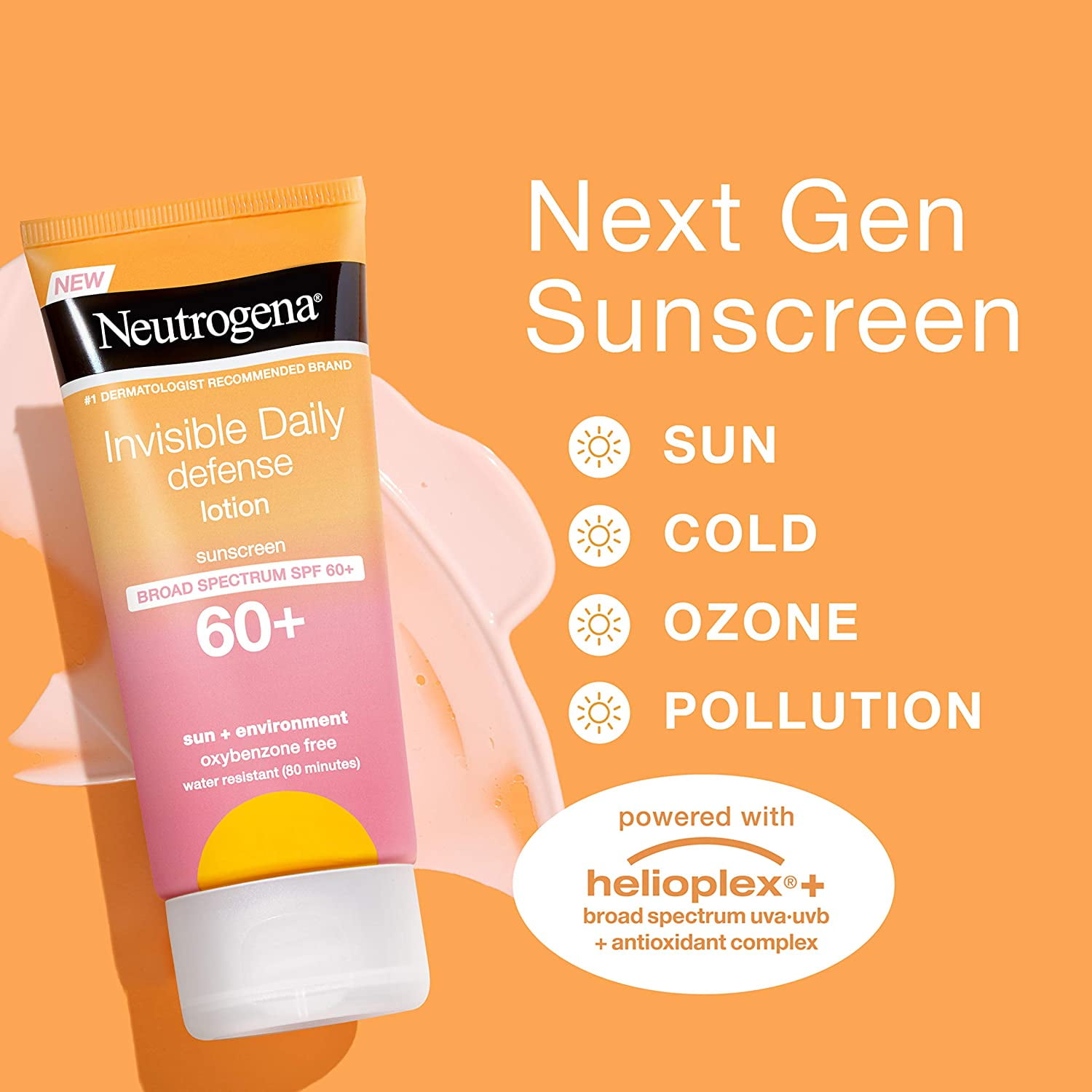 Neutrogena Invisible Daily Defense Sunscreen Lotion, Broad Spectrum SPF 60+, Oxybenzone-Free & Water-Resistant,3.0 fl. oz 1 ea (Pack of 6)