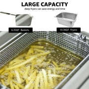 Jacgood 5.3QT Commercial Electric Deep Fryer 2500W Professional Stainless Steel Countertop French Fry with Basket for Restaurant
