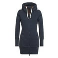thumbnail image 2 of Fgnfyis Women's Solid Color High Neck Hoodie Drawstring Slim Graceful Blouse Coat Long Sleeve Navy XXXXL, 2 of 4