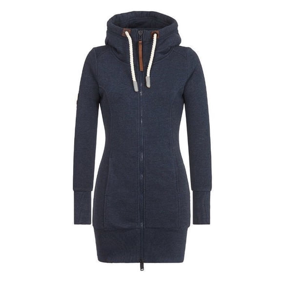 Bibifish Womens Long Hoodies Solid Zipper Front Drawstring Detail Long Sleeve Hoodies Slim Fit Casual Warm Cozy Spring Fall Long Length Hoodie Jackets