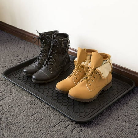 Stalwart All-Weather Indoor/Outdoor Boot Tray with Raised Edge (Black)