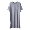 thumbnail image 6 of PBFRDSJ Modal Mens Loose Nightshirt Short Sleeve Crew Neck Casual T Shirt Thin Breathable Summer Nightwear, 6 of 9
