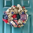 thumbnail image 4 of Patriotic Day, Memorial Day American Flag Color Burlap Mesh Wreath for Front Door Independence Day 4th of July Wreath for Indoor and Outdoor (16inch), 4 of 5