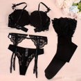 thumbnail image 2 of Women Sexy Lace Garter Belt Bra Garter Belt Panties Socks Suspender Belt Set, 2 of 7