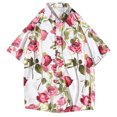thumbnail image 1 of Camisa hawaiana de manga corta con cuello levantado para la playa para hombre, camisas informales con botones estampadas de verano Fridja po5060, 1 of 2
