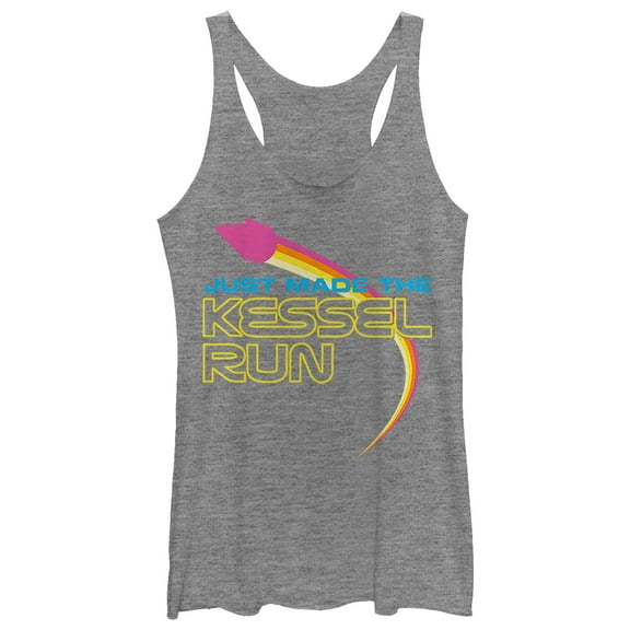 Women's Solo: A Star Wars Story Made Kessel Run Rainbow  Racerback Tank Top Gray Heather Large