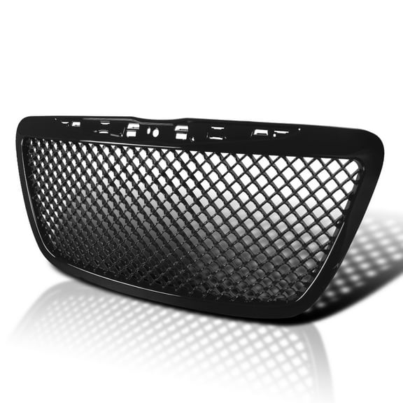 Spec-D Tuning Glossy Black Mesh Front Bumper Hood Grille Compatible with 2011-2014 Chrysler 300 300C