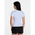 thumbnail image 3 of No Boundaries Cotton Stretch Ribbed Tee with Short Sleeves, Women's XS-XXXL, 3 of 5