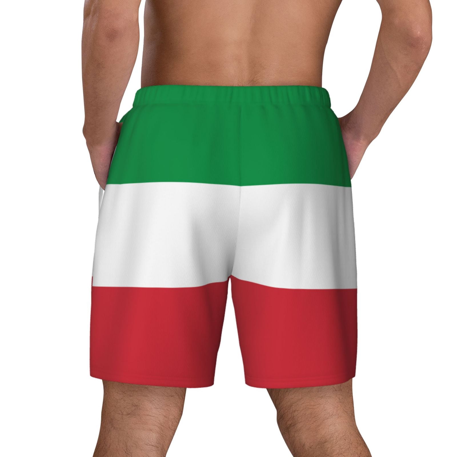Men's Flag Of Italy Swim Trunks with Compression Liner Bathing Suit Swimwear
