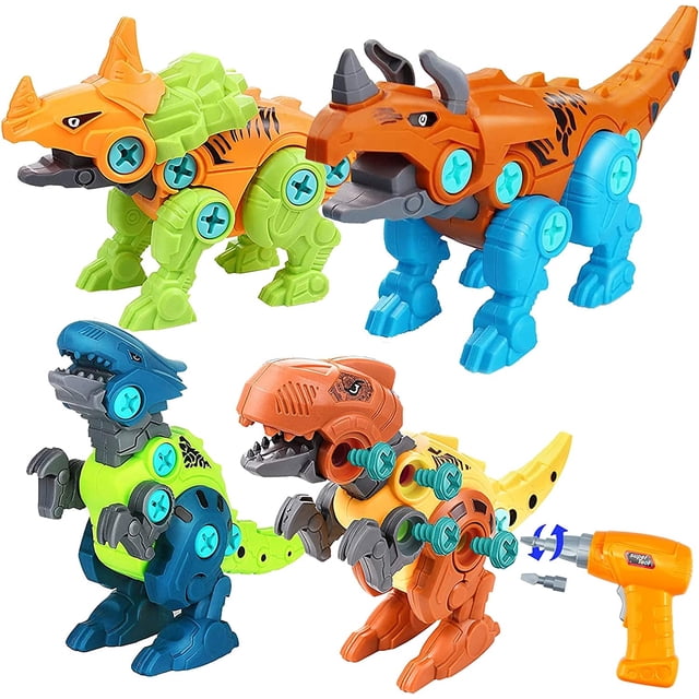 Dinosaur Toys HUOGUO Take Apart con taladro eléctrico, 4 piezas, 5-7 años