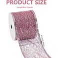 thumbnail image 2 of 10 Yards 2.5" Glitter Mesh Wired Ribbon Pink Sparkling Metallic Mesh Ribbon Sequins Wired Edge Tulle Roll Spool Net, 2 of 7