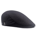 thumbnail image 4 of Gorro Quanhaigou de algodón plano para hombre, modelo Ivy Gatsby Newsboy, negro, 4 of 7