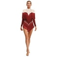 thumbnail image 3 of YiZYiF Women's Tassel Latin Leotard Costumes Rhinestones Shiny Jazz Cha-Cha Tango Samba Dance Dress Burgundy XL, 3 of 7